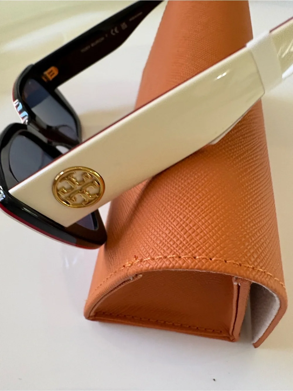 Tory Burch TY7190U Ivory Red Blue Trilayer Sunglasses NWT w/ Case